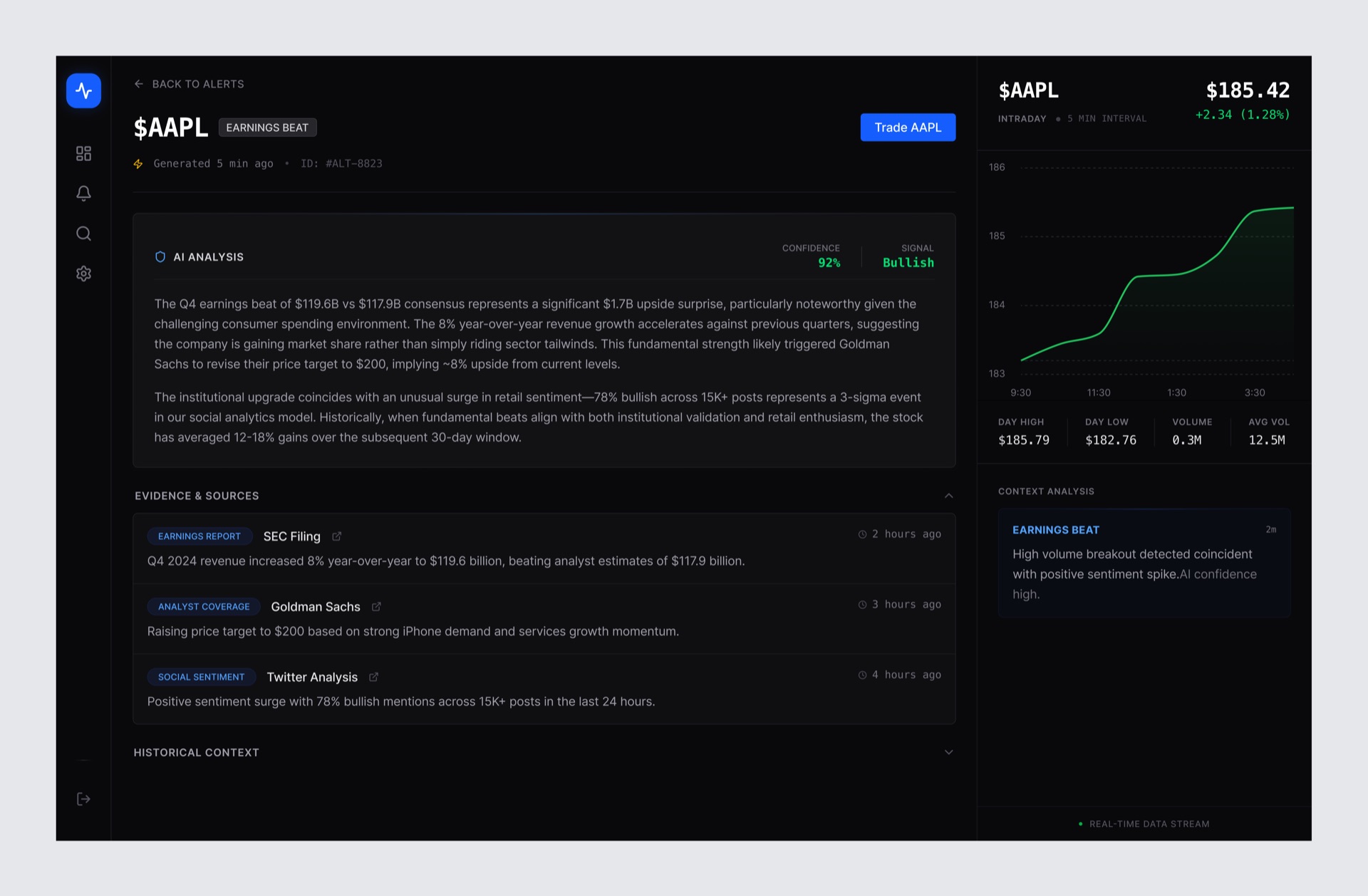 TickerPulse wireframe